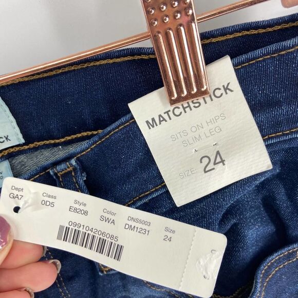 J. Crew Matchstick Blue Dark Wash Skinny Slim Jean Womens 24 NWT - Picture 2 of 4